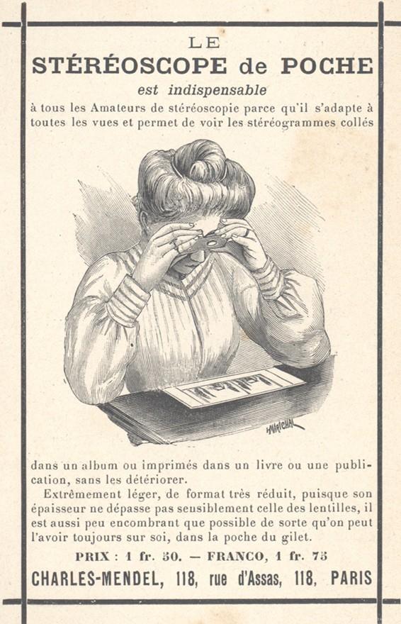 Publicité pour un stéréoscope de poche 1915 (© CLEM) images stéréoscopiques stéréoscope de poche 1915